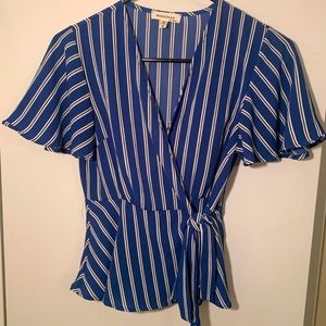 Monteau Blue wrap blouse Small